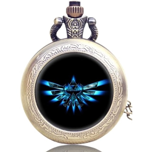 Presentförpackad Legend of Zelda Triforce Quartz Fick-/Halsbandsklocka + Gratis Reservbatteri