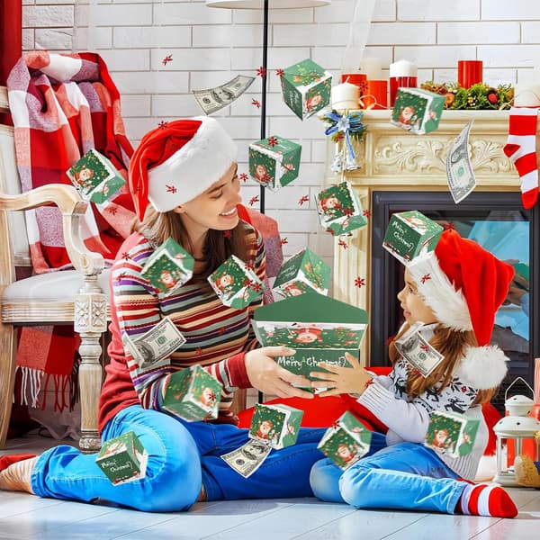 Surprise Gift Box Explosion för pengar Unik vikbar studsande röd kuvertpresentförpackning med konfetti Kontantexplosion Lyx för f