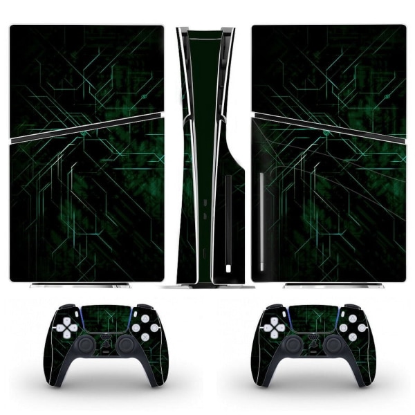 Playstation 5 Slim Ps5 Slim line Grøn Skin Decal Og Controller Stickers Sæt, Ridsefast (Disk) Style14