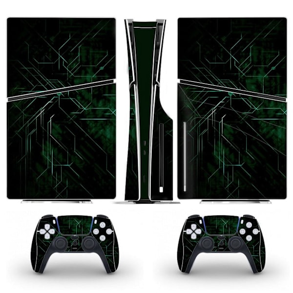 Playstation 5 Slim Ps5 Slim line Grön Skin Dekal Och Controller Stickers Set, Reptålig (Disk) Style14
