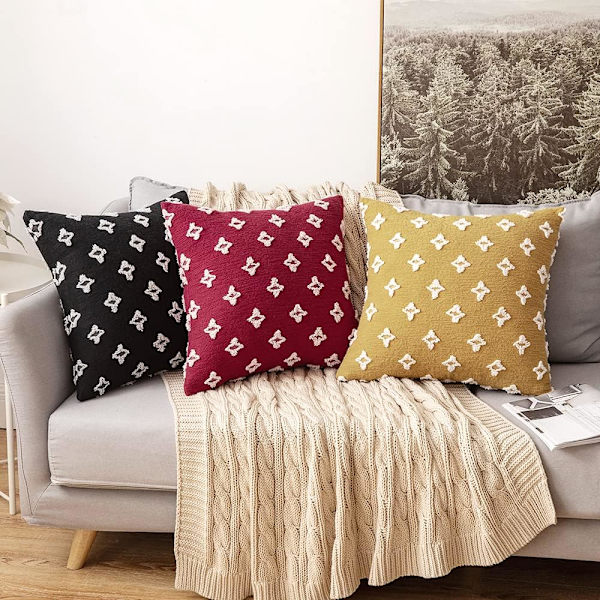 Set med 2 dekorative pynteputeretrek Rhombic Jacquard putetrekk Myk rektangulær putetrekk 12x20 tommer, Gul