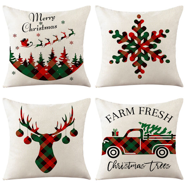 Jul kuddfodral jultomten snögubbe kasta kuddfodral glatt ljust låt det snöa kuddfodral, 18 x 18 tum, 4-pack