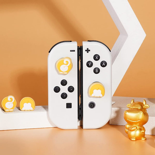 Tumgreppsskydd för Nintendo Switch, söta joystick-skydd med 3D-mönsteröverdrag Mjukt bedårande silikon Analog 4 st kit för Switch/OLED/Lite, Corgi