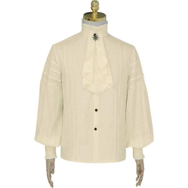 Kombinationsskjorta för herrkläder medeltida steampunk toppfoder (Khaki, L) Khaki L