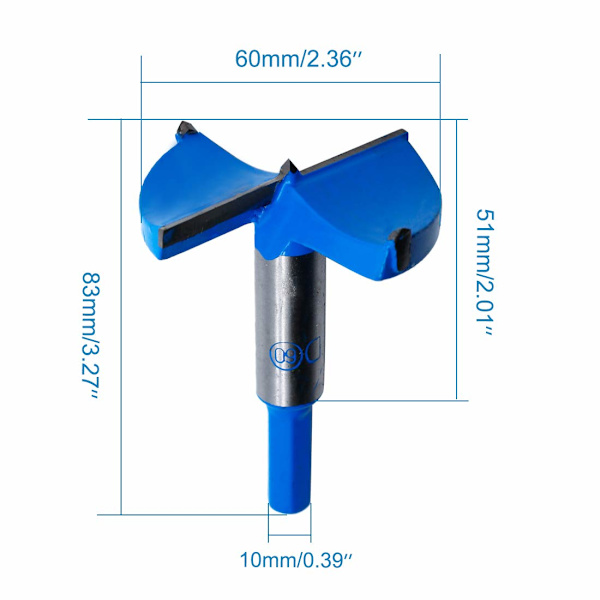 Qjaiune 2-3/8 tommer / 60mm Forstner bor, 2,375 tommer kedelig bit cutter wolframcarbid træ hul sav auger åbner, træbearbejdning