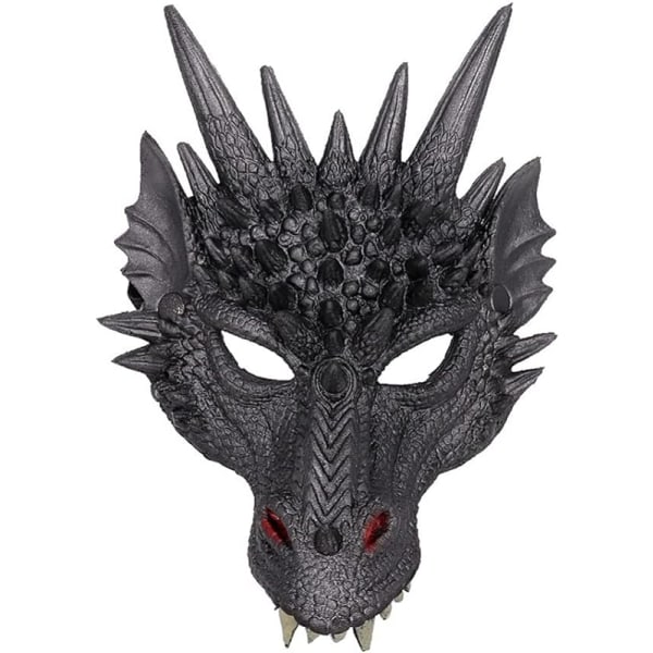 Drakdräkt för barn pojkar flickor, CRTEPST drake vinge svans mask set, Halloween dinosaurie cosplay set för barn (svart)