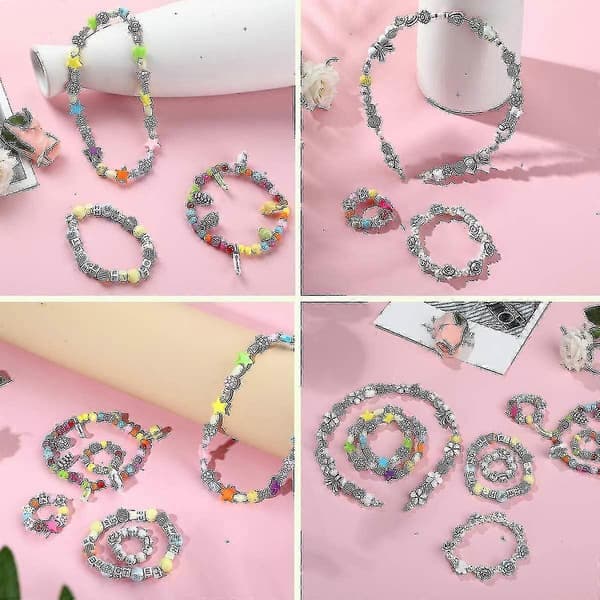550 stykker DIY armbånd perlesæt børneperlehalskæde til smykkefremstillingssæt børneperlelegetøj