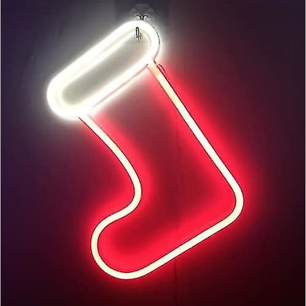 Joulu Kaunis Neonkyltti Led Sukka Neon Jouluvalot Jouluaatto Sisustusvalot Seinä Marquee Kyltti Olohuoneeseen (ei Paristoa) 1kpl