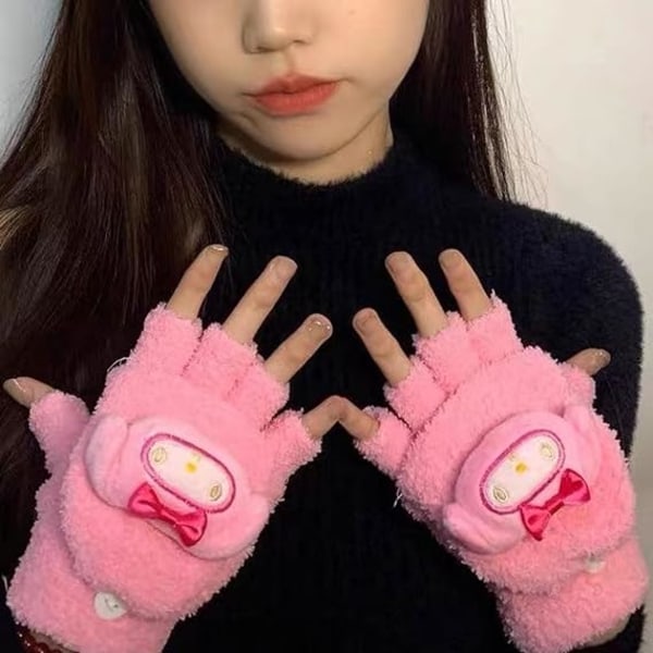 Söta handskar vinter för kvinnor Cabriolet fingerlösa vinterhandskar stickade thermal kallväder handskar för kvinnor tjejer