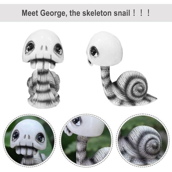 Kraniesnegl Haveindretning - Realistisk Skulptur Kraniesnegl Figur, Halloween Pynt til Sengebord, Trappe, Bord, Stuehylde, Entré