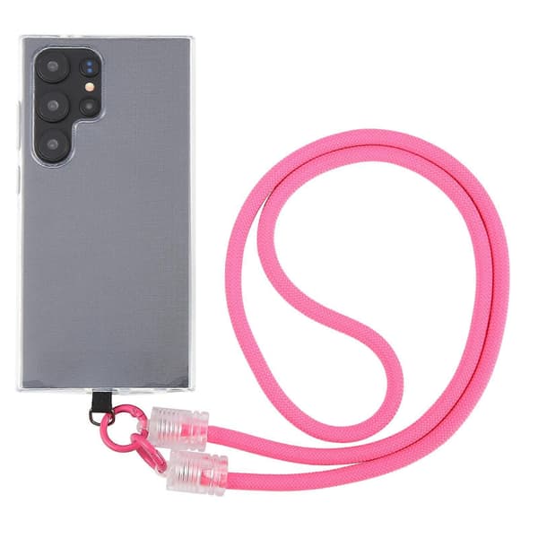 Transparent spänne Anti-förlorad rem Telefon Crossbody Lång snodd Rose Red