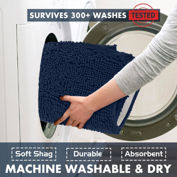 Toalettmatter u-formet - Ekstra myk plysj badematte, 1'' chenille mikrofibermateriale, superabsorberende lodden maskinvask og tørk 20 × 20\"