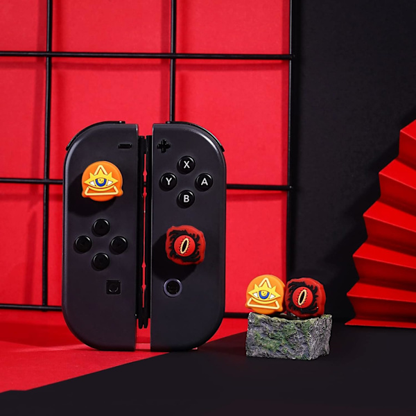 Tumgreppsskydd för Nintendo Switch, söta joystick-skydd med 3D-mönster, mjukt och bedårande silikonanalogt 4-delars kit för Switch/OLED/Lite, EvilEyes