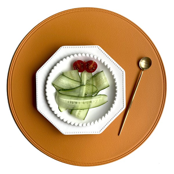 4-pack Placemats i Konstläder Runda 38x38cm Orange