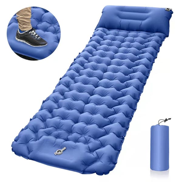 Self-Inflating Camping Mattress: Thick and Lightweight Single Camping Mattress Inflatable and Connectable Double Camping Mat and Compact - Perfect Dark Blu Dark Blue Single sleeping pad
