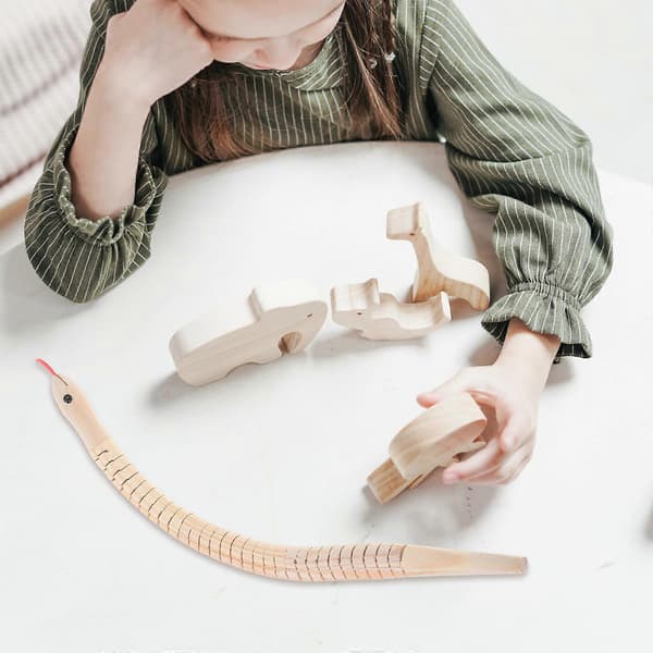 Obehandlad ormleksak i trä för gör-det-själv-hantverk, 3-delat flexibelt ormset