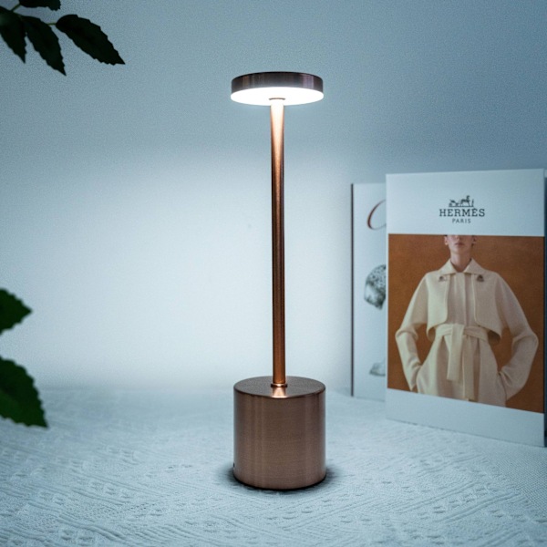 Trådløs bordlampe dimbar vanntett metall USB oppladbar bordlampe -1 stk-WELLNGS Red