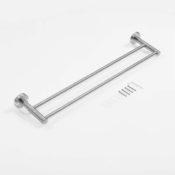 Doble håndklestativ Veggmontert Sus 304 Børstet rustfritt stål, 50 cm badehåndkleholder TY