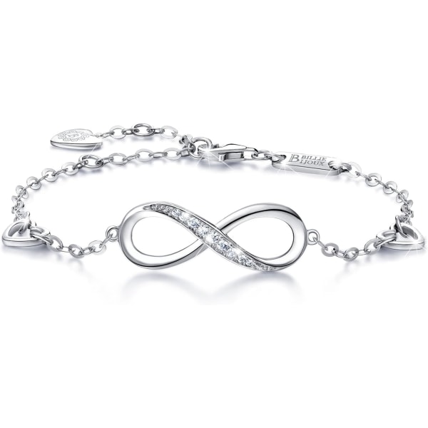 Kvinnors 925 Sterling Silver Infinity Endless Love Symbol Charm Justerbart Armband Mors Dag Present till Hustru Kvinnor Flickor Mamma