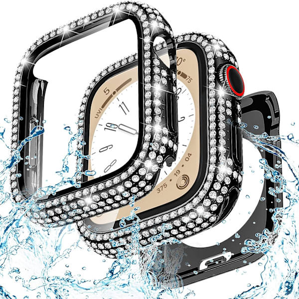 Goton 2 in 1 vedenpitävä bling-kotelo Apple Watch 40mm näytönsuojalle SE (2. sukupolvi) Series 6 5 4, täysi glitter-timantti-timanttisuoja