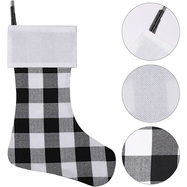 6 Pakke Jule Strømper, 18 Tommer Buffalo Plaid Jule Strømper Store Personlige Strømpe Dekorasjoner for Familie Xmas Feriefest