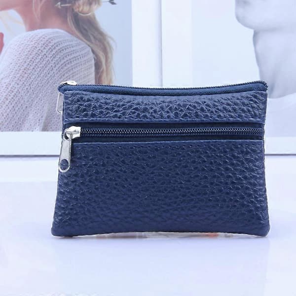 Mode Läder Myntväska Kvinnor Liten Plånbok Växelväskor Mini Dragkedja Pengapåsar Barnfickplånböcker Nyckelhållare Dark blue