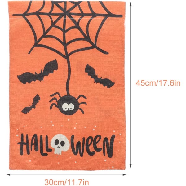 Flagga 2 st Halloween trädgård flagga skalle spindelnät välkommen välkommen dubbelsidig säckväv trädgårdsskylt för hängande dekoration utomhus höstdekor