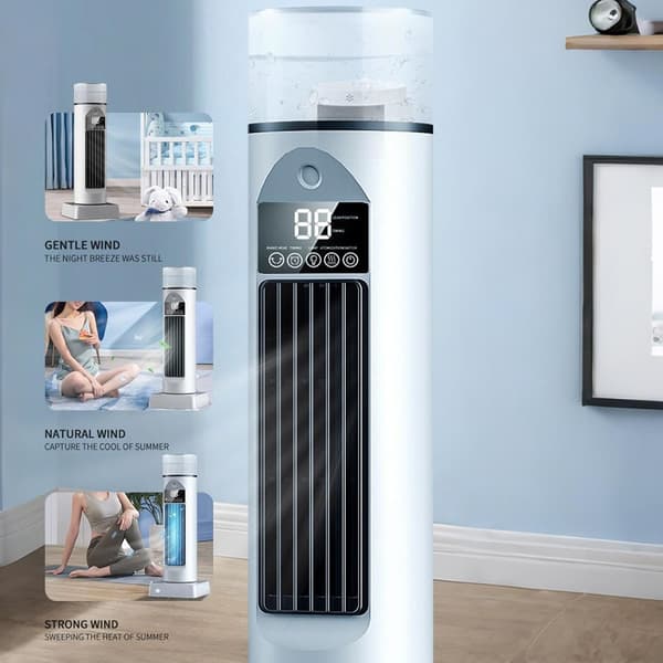 Air Conditioning Fan, Cooling Tower Fan, Bladeless Silent Cooler with Remote Control and Water Tank