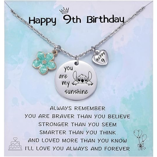 Lykkelige 5. til 16. fødselsdagsgaver Du er mit solskin Stitch halskæde til små piger, Lilo og Stitch elsker fødselsdagsgaver