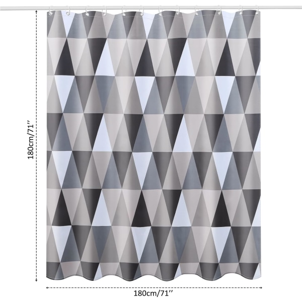 Bruseforhæng Vandtæt Badeforhæng,Vægtet Kant,Modstandsdygtig Vaskbar Badeforhæng 12 Kroge,1 Magnetisk Reb,Badeværelse 180x180cm