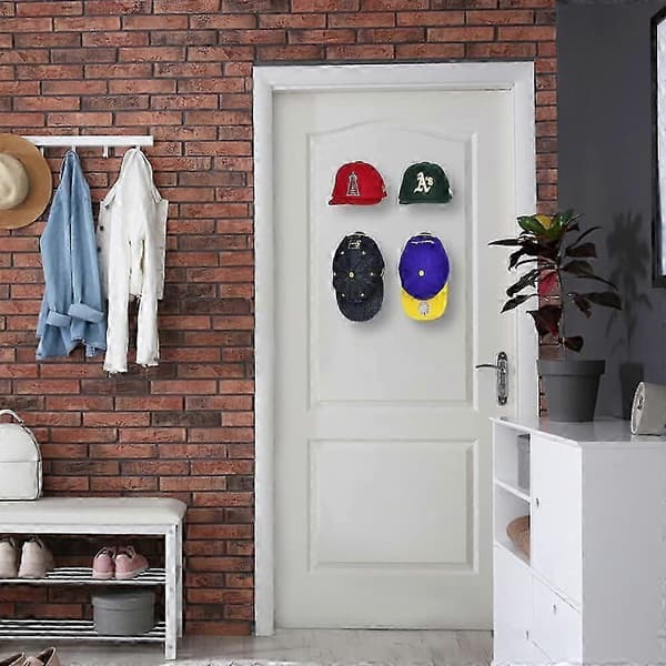 10-pack självhäftande hatthängare, minimalistisk väggmonterad hatthylla för kepsförvaring