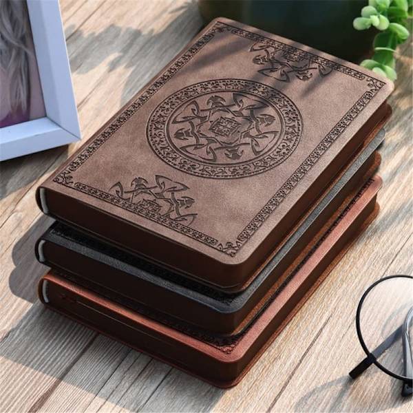 Bärbar vintage mönstrad PU läder anteckningsbok dagbok anteckningsblock brevpapper present resenär journal