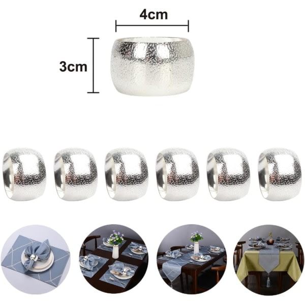 12-pack servettringar (silver) metallservettringar, för bröllopsmiddagar, julfester och påskmiddagsdekoration