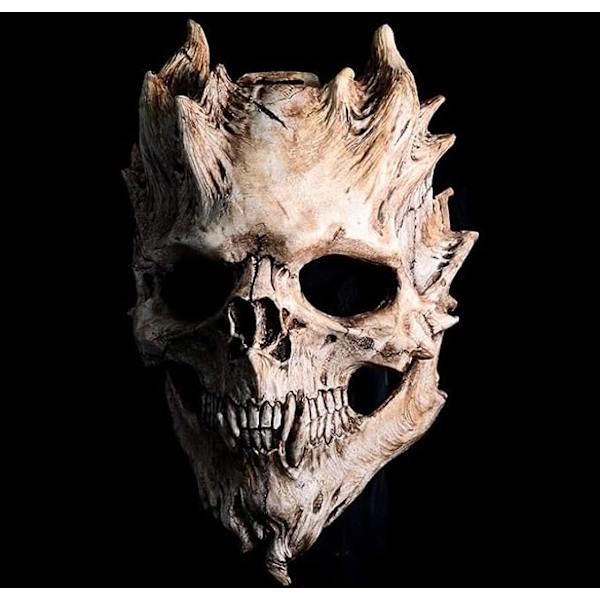 Dödskalle Skelett Mask Skräck Demon Läskig Full Head Mask Latex Ond Mask Läskig Halloween Cosplay Kostym Rekvisita Vuxna