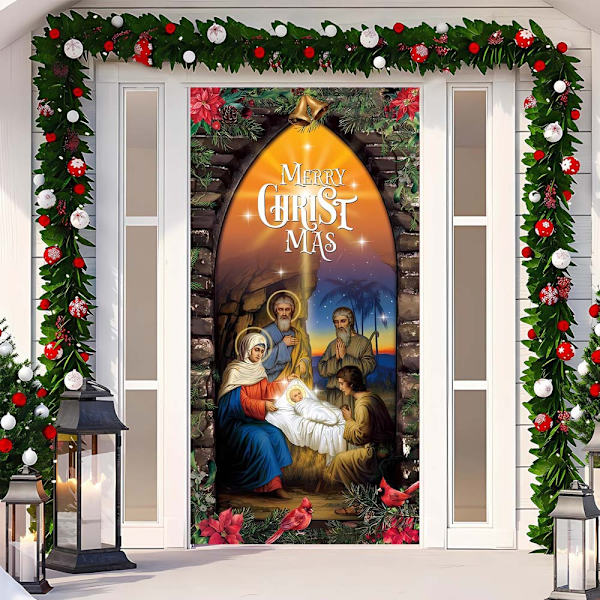 Jule Dør Cover Merry Grinchmas Font Veranda Skilt Vinter Nytår Jul Juledekorationer og Tilbehør til Hjemmefest
