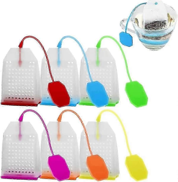 Teinfuser för löst te tefilter tepåsar återanvändbar tesil (6 färger) 26s