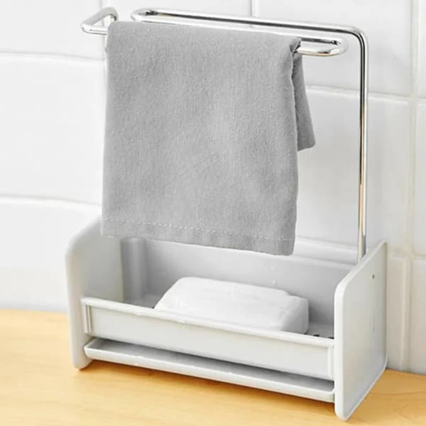 Sink Caddy with Double Storage Shelves, Dish Rack and Sponge Holder