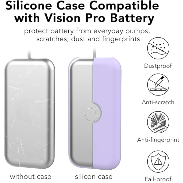 Kompatibel med Apple Vision Pro case, silikon Apple VR cover, anti-scratch, fallsäkert mjukt case batteritillbehör (lila) Purple