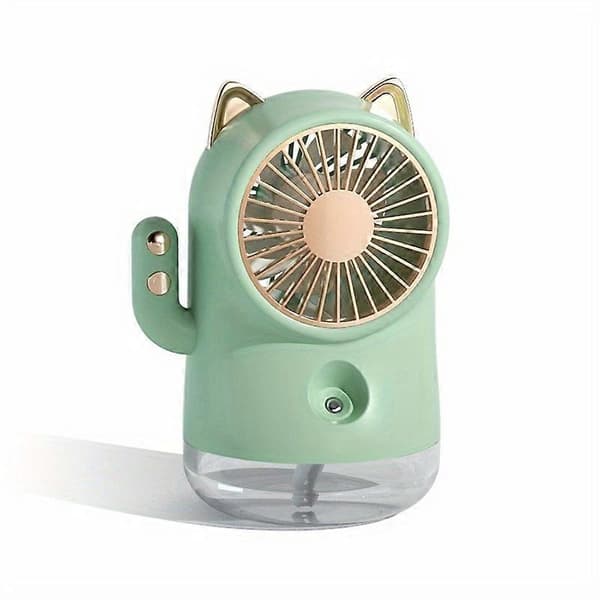 Grøn Desktop Tågeventilator, Køleventilator, USB Genopladelig Vandsprayventilator til Kontor Hjem Udendørs