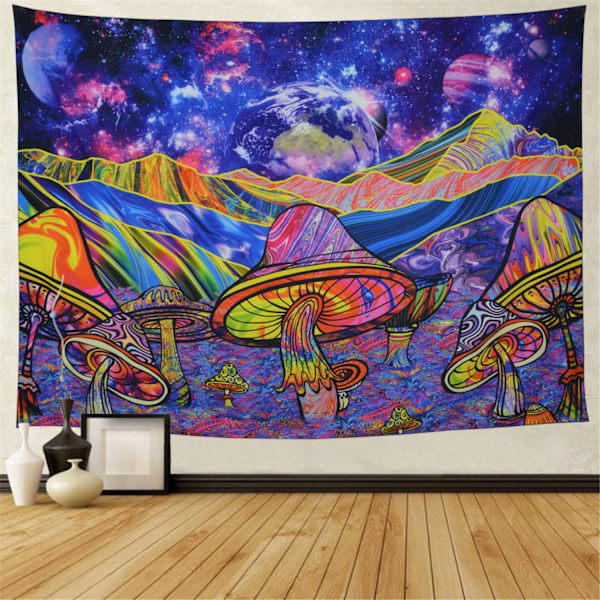 Trippy-seinävaate, värikäs vuoristoseinävaate, psykedeelinen galaksiavaruusseinävaate, hippiseinävaate, fantasiaplaneettojen seinävaate, seinävaate makuuhuoneeseen