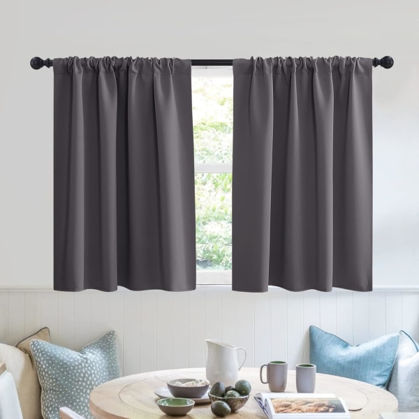 Short Blackout Curtains for Kitchen, Solid Half Window Treatment for Bedroom Energy Saving Privacy Shade  Bathroom, W42 x L30 inches,2 Panel Set