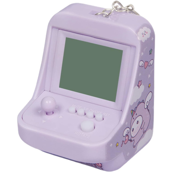 Micro Player Mini Arcade Maskine med Nøglering, 26 Klassiske Spiltilstande Understøtter Musik Mini Byggeklodsspilkonsol til Børn Blå