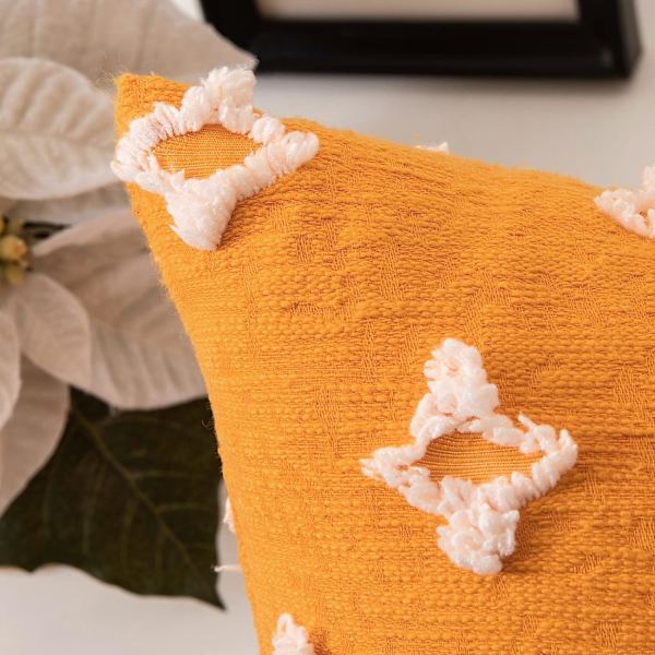 Ett set med 2 Halloween-dekorativa örngott i höstfärger, diamantjacquard-örngott, mjuka fyrkantiga kuddfodral för soffa, 18x18 tum, orange