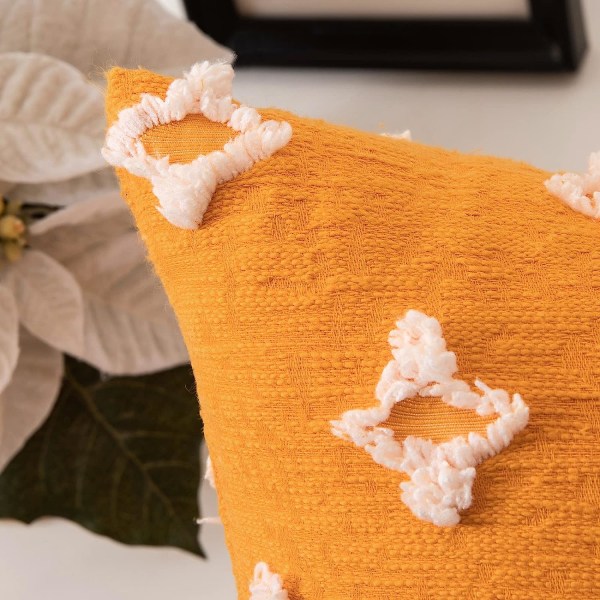 Set med 2 dekorativa höstliga kuddfodral i diamantjacquard, mjuka rektangulära soffkuddfodral, 12x20 tum, orange