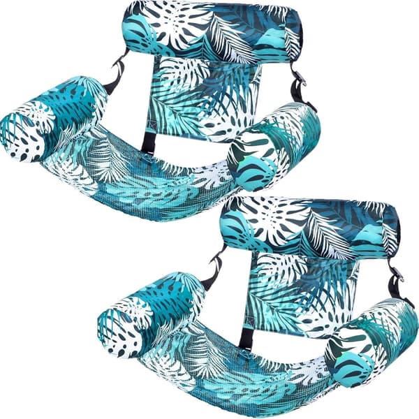 2-pack Giant Inflatable Pool Float, 4-in-1 Pool Chair and Hammock, Floating Chair with Backrest - Summer Beach Vacation (76x40.5x61cm)