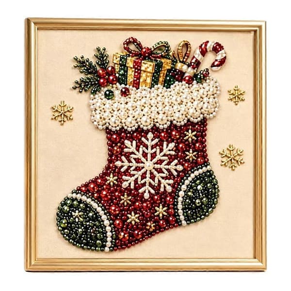 Gør-det-selv juleperle diamantmaleri kunstsæt med ramme 20*20cm B