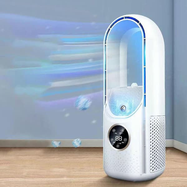 Bærbar Aircondition Ventilator Genopladelig Luftkøler 6 Hastigheder Justerbar-o Vit