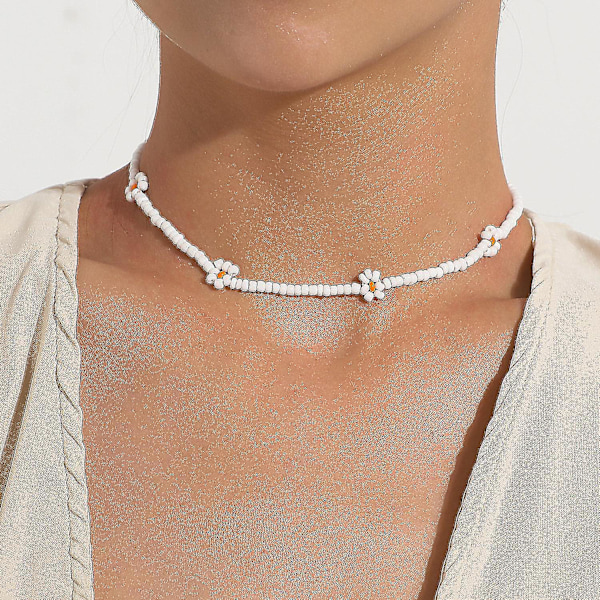 Färgglada Pärlor Blomster Choker Halsband För Kvinnor Flickor Boho Choker