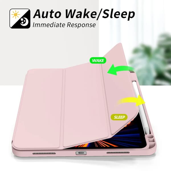 ZOYU Etui til iPad Pro 11 tommer 4./3./2. generation med penneholder, til iPad Air 4./5. generation 10,9 mini 6 Trefoldigt stativ Smart Etui Sort