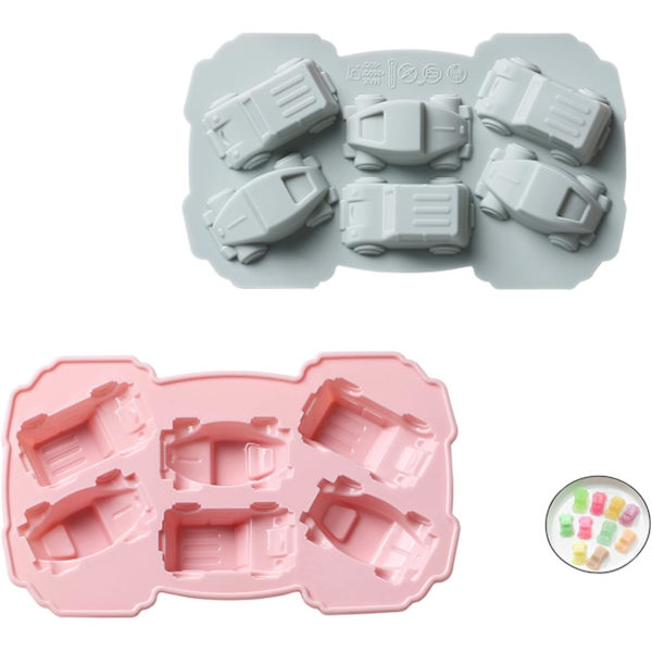 Bil silikonform 3D bilform chokladgodisform söt racingbilform för barn Används för att göra handgjorda kakor, kritor, fondant, isbitar (2 st)